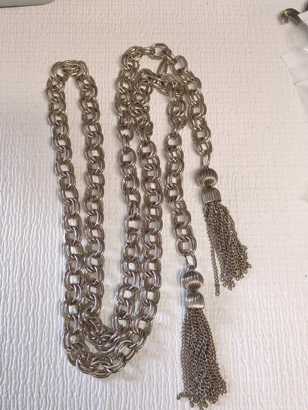 🩷5/20🩷R59 Silver Tassel Chain Belt  or Long Necklace- 40" plus tassels